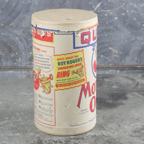 Antique Quick Mother Quaker Oats Quick Mothers Oats cardboard advertising canister, vintage